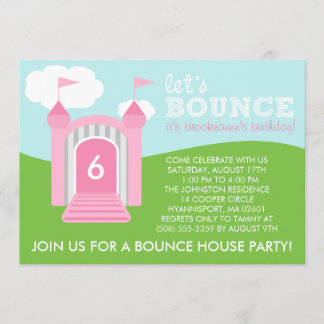Baby Pink Let's Bounce Bounce House Geburtstagspar Einladung