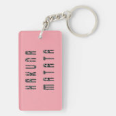 Baby Pink Lovely Zebra Print Design Muster Schlüsselanhänger (Rückseite)