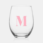 Baby Pink Modern Monogram Initial Letter Weinglas Ohne Stiel<br><div class="desc">Baby Pink Moderne große Monogramm Anfangsbuchstabe Edelstahlglas</div>