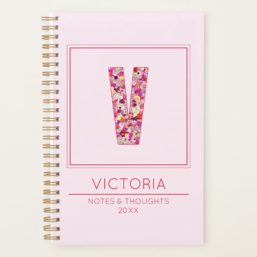 Baby Pink Monogramm Anfangsbuchstabe V Planer (Vorderseite)