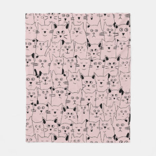 Baby Pink Niedlich Suspicious Kätzchen Muster Fleecedecke