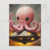 Baby Pink Octopus UFO Postkarte (Vorderseite)