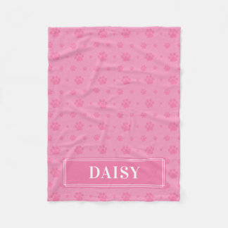 Baby Pink Paws Monogram Pet Fleece Blanken