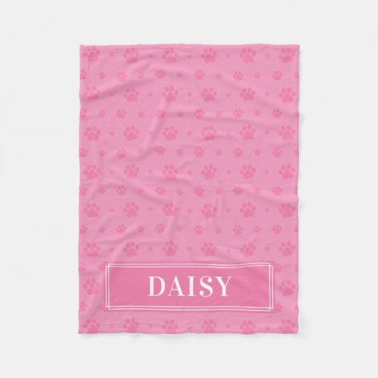 Baby Pink Paws Monogram Pet Fleece Blanken (Vorderseite)