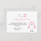 Baby Pink Penguin Vielen Dank Einladung (Vorne/Hinten)