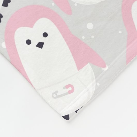 Baby Pink Pinguin Pattern Fleece Blanket (Ecke)