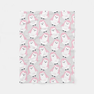 Baby Pink Pinguin Pattern Fleece Blanket