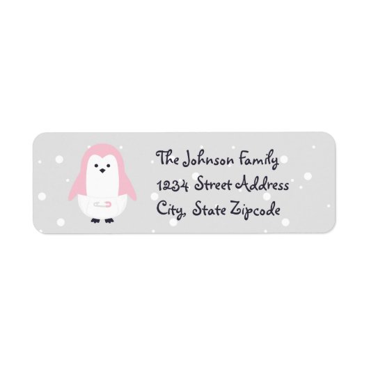 Baby Pink Pinguin Rücksendeadresse (Vorne)