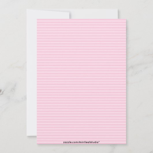 Baby Pink Pinstripes Save the Date Hinweis (Rückseite)