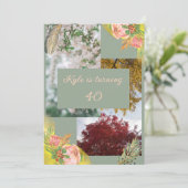 Baby Pink Proteas 40. Einladung (Stehend Vorderseite)