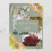 Baby Pink Proteas 40. Einladung (Vorne/Hinten)