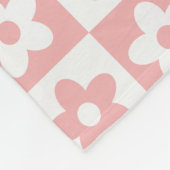 Baby Pink Retro Checkered Blume Muster Fleecedecke (Ecke)