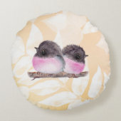 Baby Pink Robin Birds Round Pillow Rundes Kissen (Rückseite)