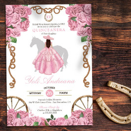 Baby Pink Roses Western Charro Quinceanera Einladung