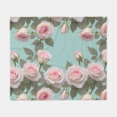 Baby Pink Roses With Sage Green Leaves Fleecedecke (Vorderseite (Horizontal))