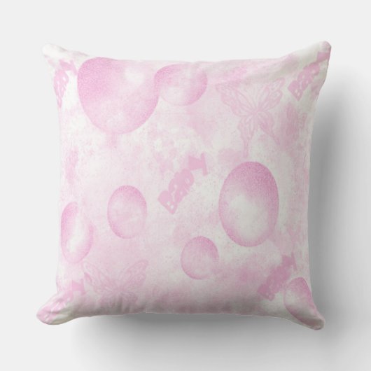 Baby Pink Schmetterlinge und Balloons Kissen (Vorderseite)