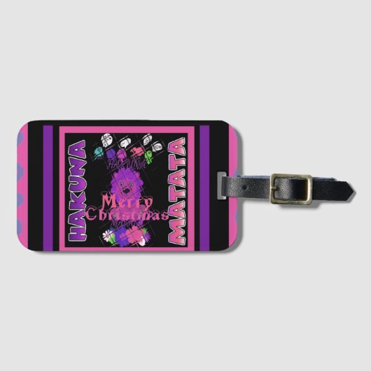 Baby pink Schöne frohe Weihnachten Hakuna Matata Gepäckanhänger (Vorderseite (Horizontal))