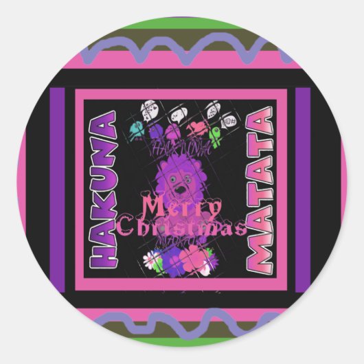 Baby pink Schöne frohe Weihnachten Hakuna Matata Runder Aufkleber (Vorderseite)