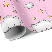 Baby Pink Schweizer Punkte und Sterne Geschenkpapier (Rolleneckpunkt)