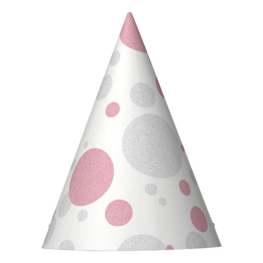 BABY Pink & Silver Polka Dot Couture Partyhütchen (Vorderseite)