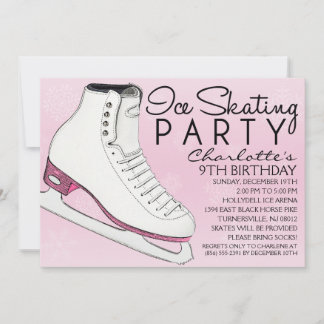 Baby Pink Skate Mates Ice Skaten Geburtstagsparty Einladung