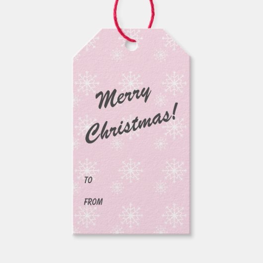 Baby Pink Snowflake Print Frohe Weihnachten Geschenkanhänger (Vorderseite)