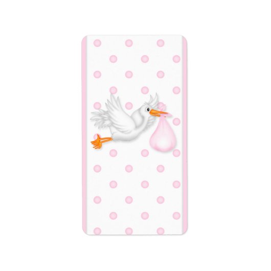 Baby Pink Stork Hersheys Miniatur Bonbonverpackung Adressaufkleber (Vorne)