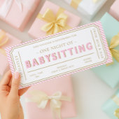 Baby Pink Stripe Babysitter Gutscheinkarte Einladung