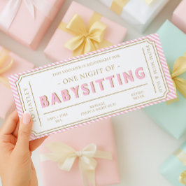 Baby Pink Stripe Babysitter Gutscheinkarte Einladung