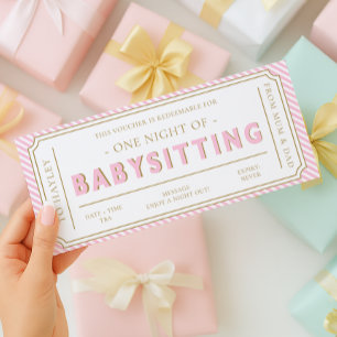 Baby Pink Stripe Babysitter Gutscheinkarte Einladung