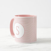 Baby Pink Stripe Monogram Tasse (Vorderseite Links)