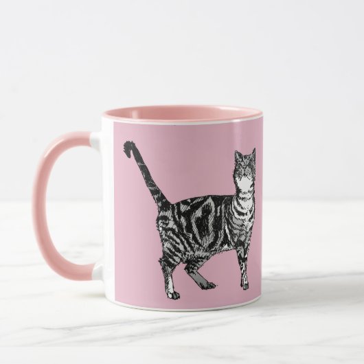 Baby Pink Tabby Cats Whimsical Art Tasse (Links)