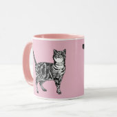 Baby Pink Tabby Cats Whimsical Art Tasse (Vorderseite Links)