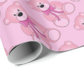 Baby Pink Teddy Bear Muster Wrapping Paper Geschenkpapier (Rolleneckpunkt)