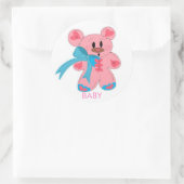 Baby Pink Teddy Bear Runder Aufkleber (Tasche)