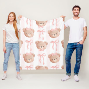 Baby Pink Teddy Bears und Bows Fleecedecke