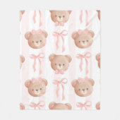 Baby Pink Teddy Bears und Bows Fleecedecke (Vorderseite)