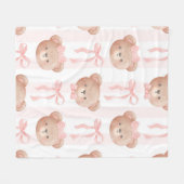 Baby Pink Teddy Bears und Bows Fleecedecke (Vorderseite (Horizontal))