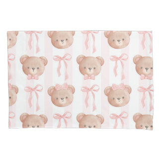 Baby Pink Teddy Bears und Bows Kissenbezug