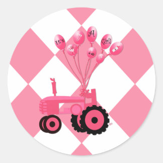 Baby Pink Traktor mit Balloons Stickers