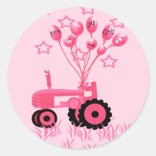 Baby Pink Traktor mit Balloons Stickers