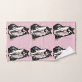 Baby Pink Tuxedo Black Cat Cats Handtuch Set (Handtuch)