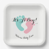 BABY Pink und Blue Baby Reveal Dusche Party Pappteller (Vorderseite)