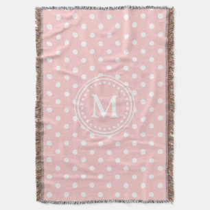 Baby Pink und White Polka Dot Monogram Decke