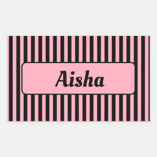 Baby Pink Vintag Strip Name Rechteckiger Aufkleber