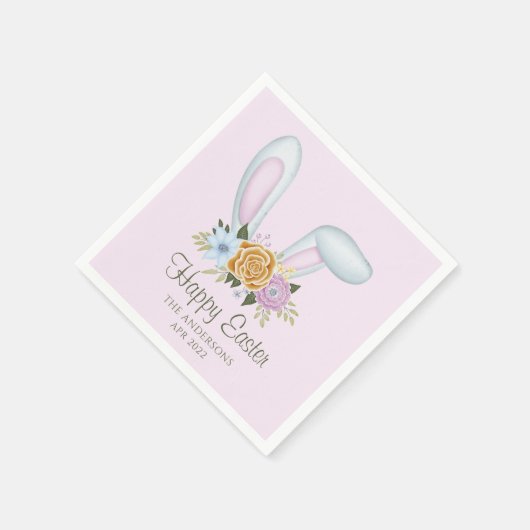 Baby Pink Wasserfarbe Blume Sonniges Osterfest Serviette (Ecke)