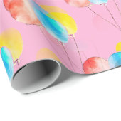 Baby Pink Watercolor Balloon Pattern Girl Birthday Geschenkpapier (Rolleneckpunkt)