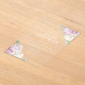 Baby Pink & White Floral Baby Dusche Acryleinladungen (Ablage )