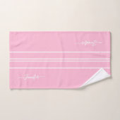Baby Pink White Racing Stripes Monogram Girls Kind Badhandtuch Set (Handtuch)