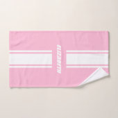 Baby Pink White Racing Stripes Monogramm Kinder Mä Badhandtuch Set (Handtuch)